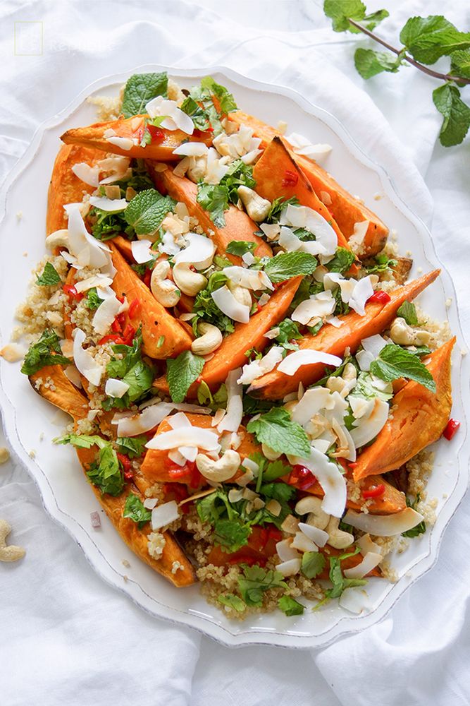 Rezeptbild: Geröstete Süßkartoffeln mit Kokos und Quinoa