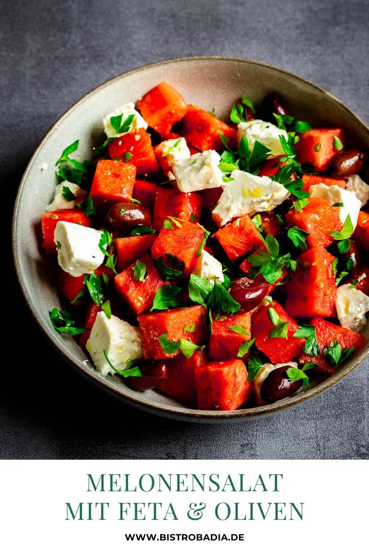 Rezeptbild: Melonensalat mit Feta und Oliven