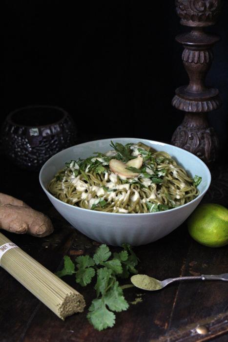 Rezeptbild: Matcha-Nudeln mit Wasabi-Sauce