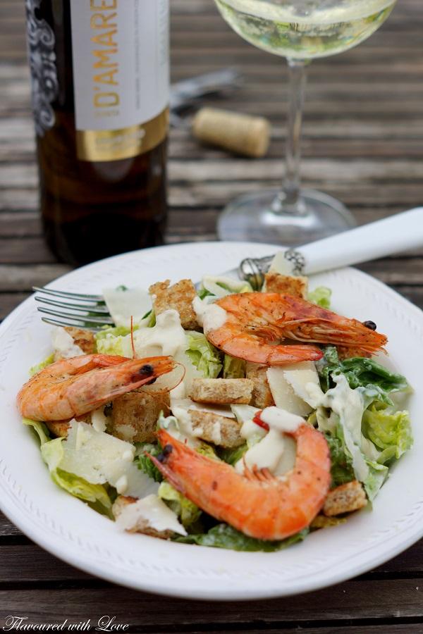 Rezeptbild: Caesar Salad mit Garnelen