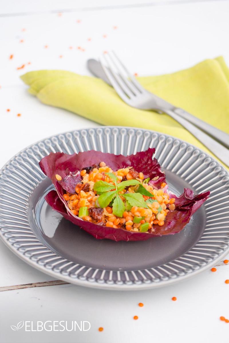 Rezeptbild: Linsensalat mit Radicchio und Cranberrys – gesunde Bitterstoffe süß verfeinert