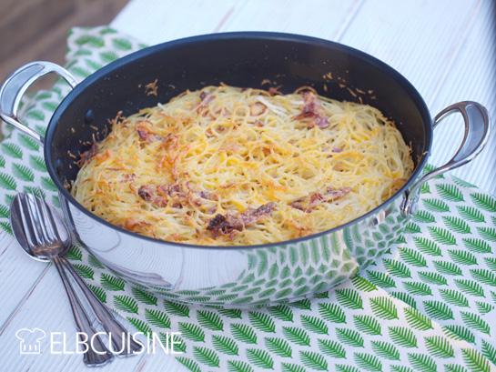 Rezeptbild: Carbonara-Kuchen aus Jamie Olivers Weihnachtskochbuch und Jamie Oliver persönlich – ein grandioses Erlebnis mit Tefal!