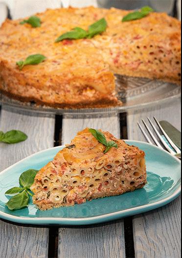 Rezeptbild: Mac & Cheese Cake mit Kräuterfrischkäse