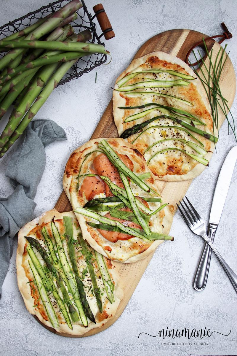 Rezeptbild: Flammkuchen mit grünem Spargel