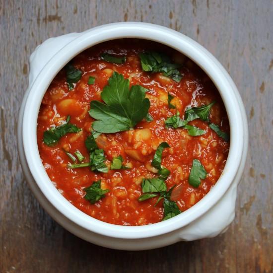 Rezeptbild: Scharfe Tomatensuppe mit Bohnen