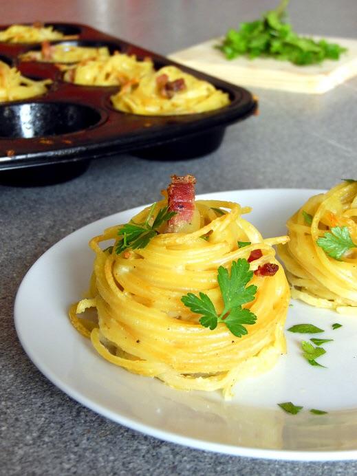 Rezeptbild: Spaghetti Muffins Schwarzwälder Art