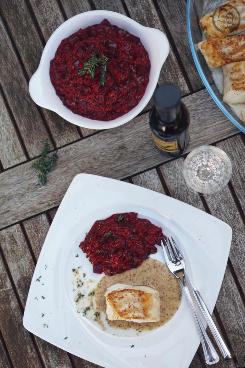 Rezeptbild: Rote Bete-Balsamico Risotto mit Kabeljau