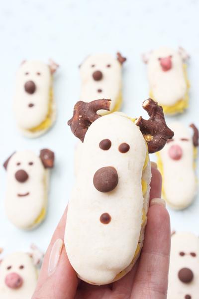 Rezeptbild: Rudolf-Macarons mit Lemon Curd zur Weihnachtszeit