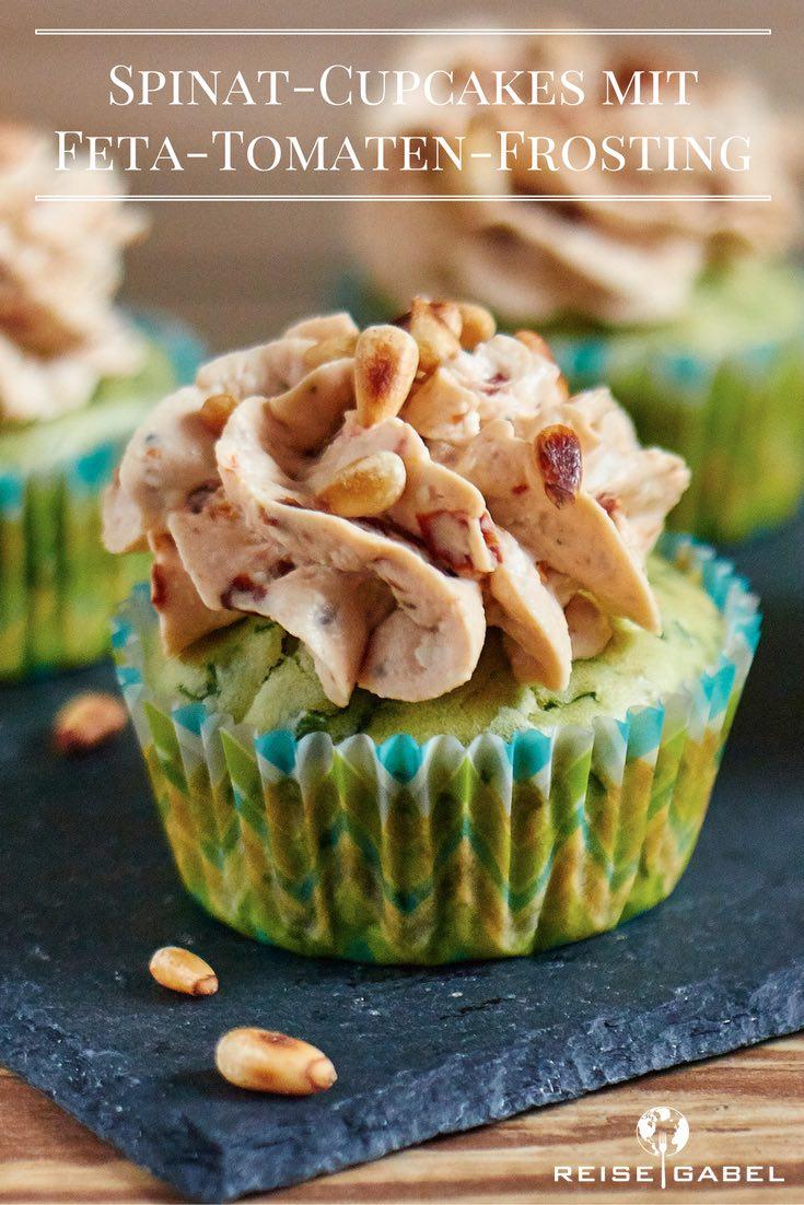 Rezeptbild: Spinat-Cupcakes mit Feta-Tomaten-Frosting