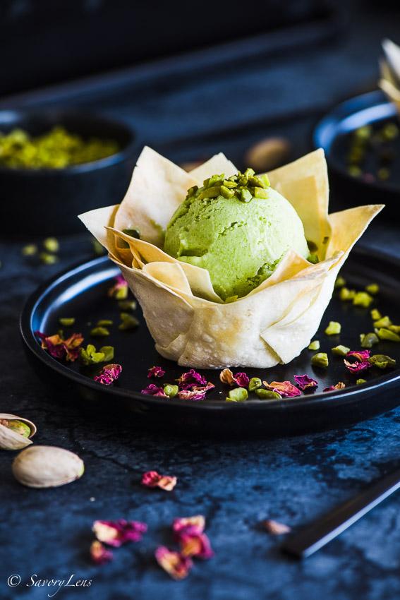 Rezeptbild: Pistazieneis im Yufka-Nest