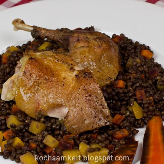 Rezeptbild: Fasan auf schwarzen Linsen