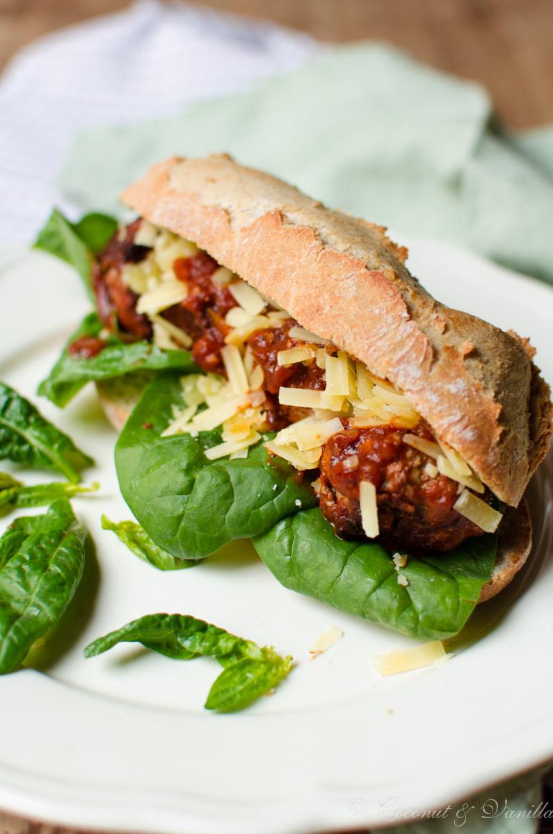 Rezeptbild: Meatball Subs mit Alibi-Spinat