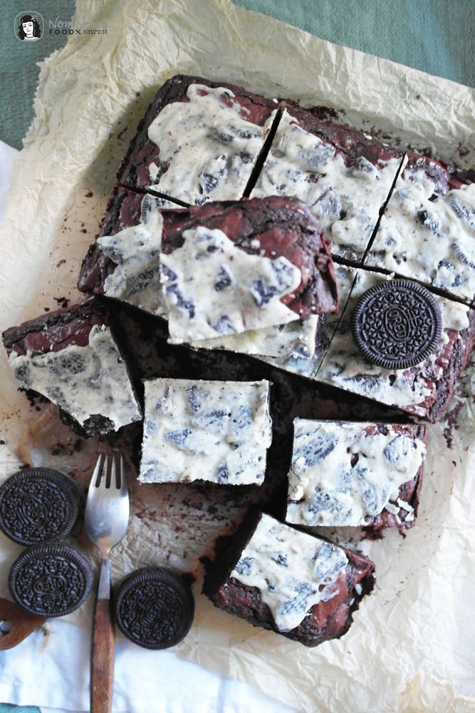 Rezeptbild: Double Chocolate Cookies and Cream Oreo Brownies