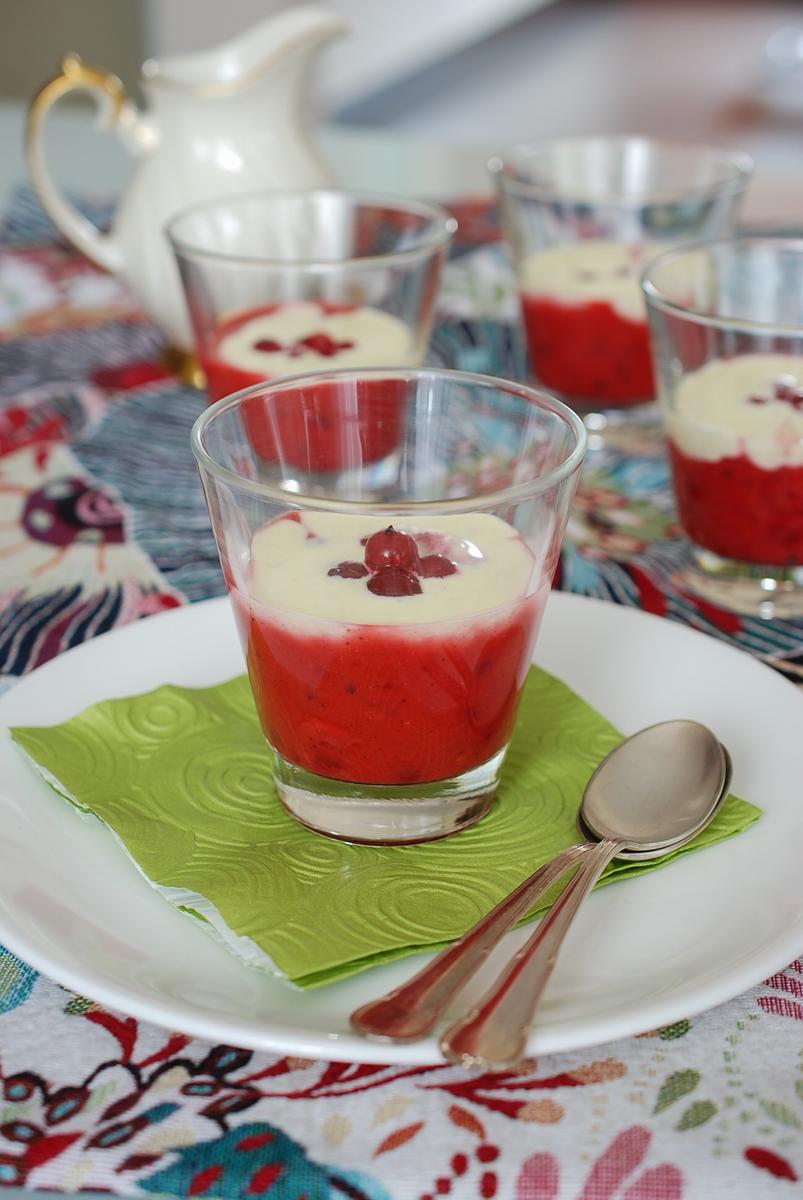 Rezeptbild: Rote Beerengrütze mit Vanillesoße