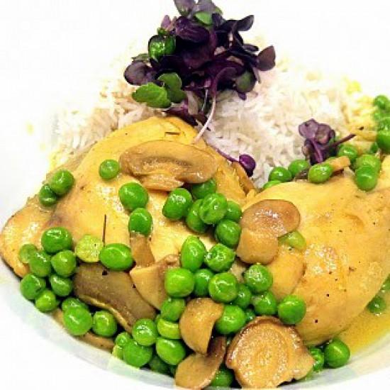 Rezeptbild: Hühnchen in Erbsen-Curry-Rahm