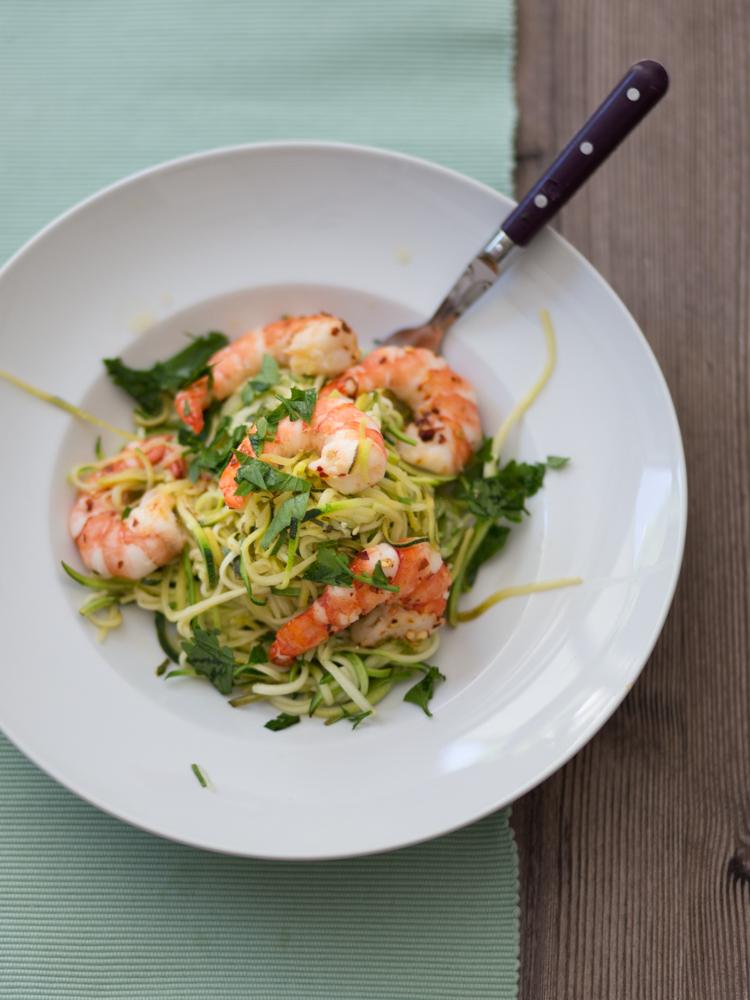 Rezeptbild: Zucchini-Spaghetti mit Crevetten