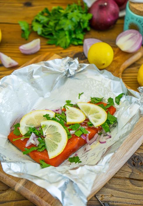 Rezeptbild: Ofenlachs - Lachsfilet mit Petersilie und Zitrone