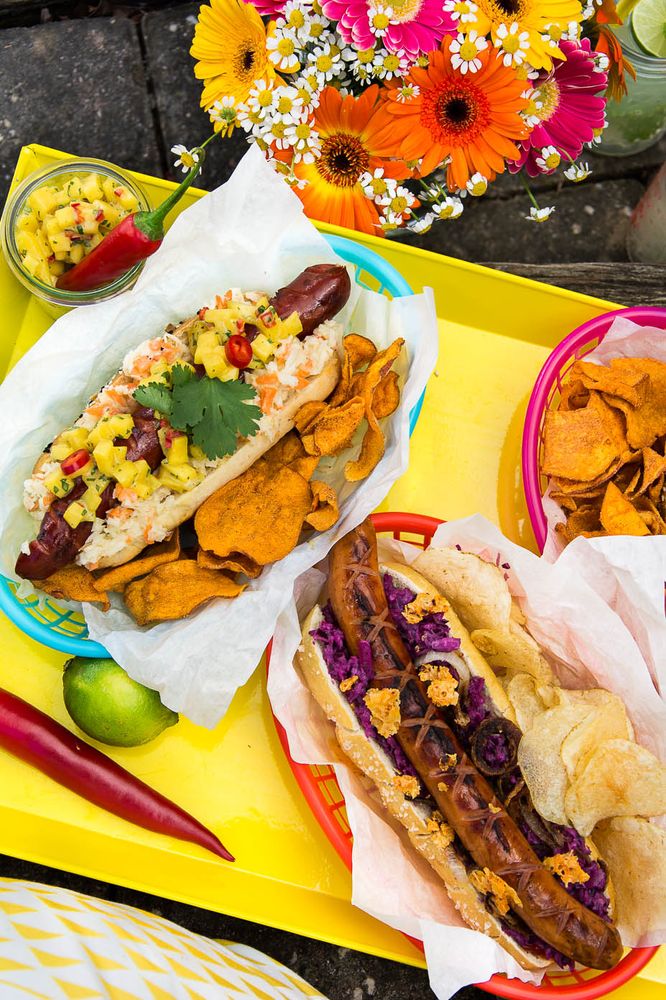 Rezeptbild: Kunterbunte Hot Dogs