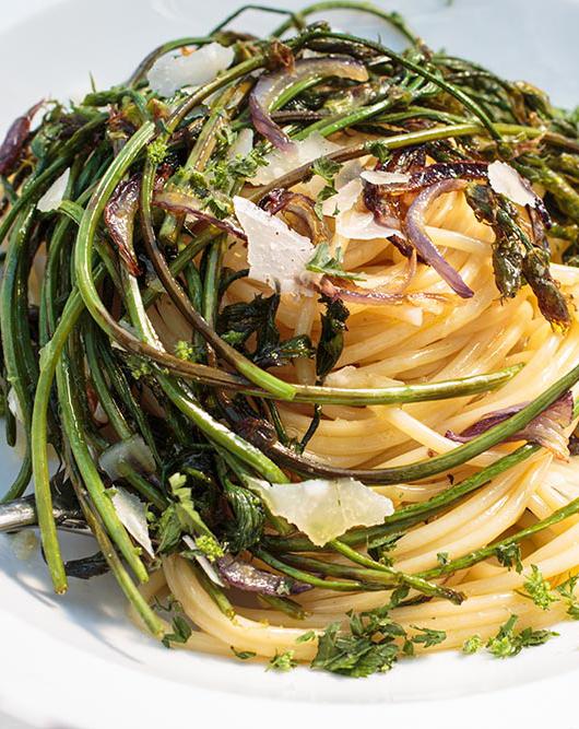 Rezeptbild: Spaghetti mit Hopfentrieben