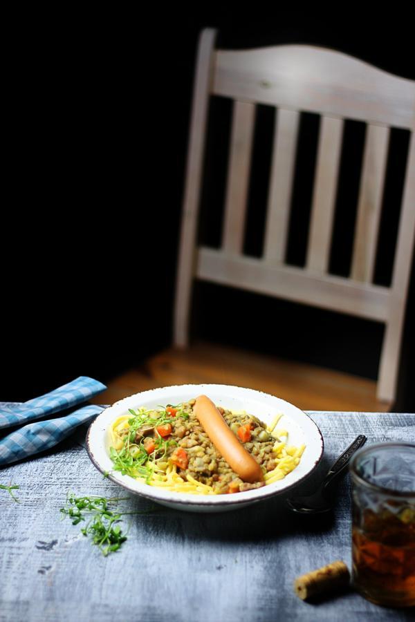 Rezeptbild: Schwäbische Linsen mit Spätzle