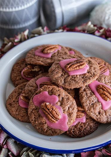 Rezeptbild: Pink Pekannuss Cookies