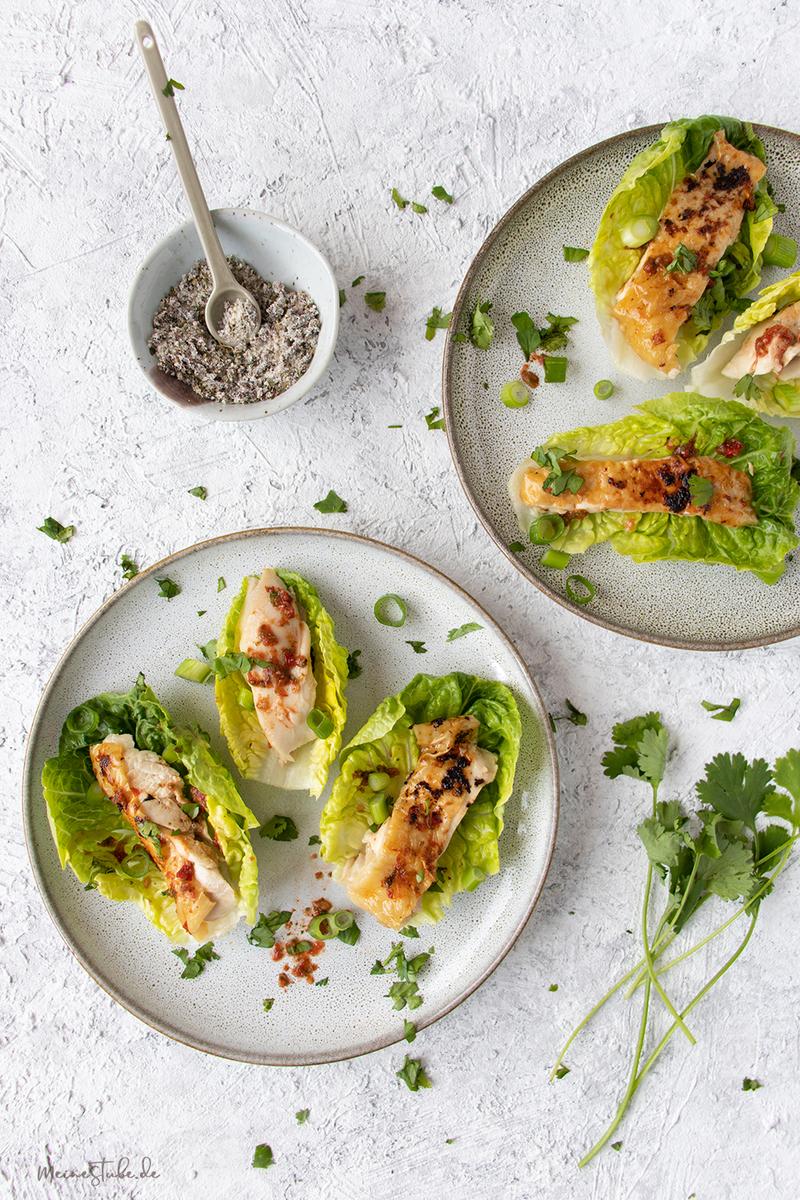 Rezeptbild: Hähnchen in Salatschiffchen