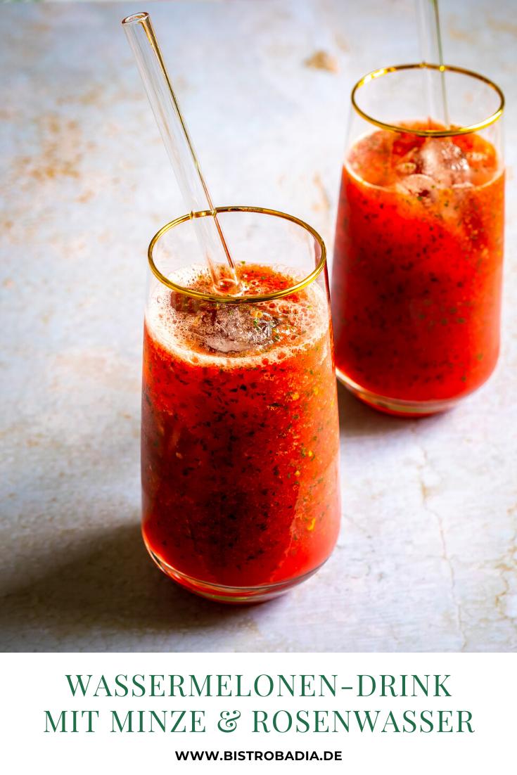 Rezeptbild: Wassermelonen-Drink mit Minze & Rosenwasser