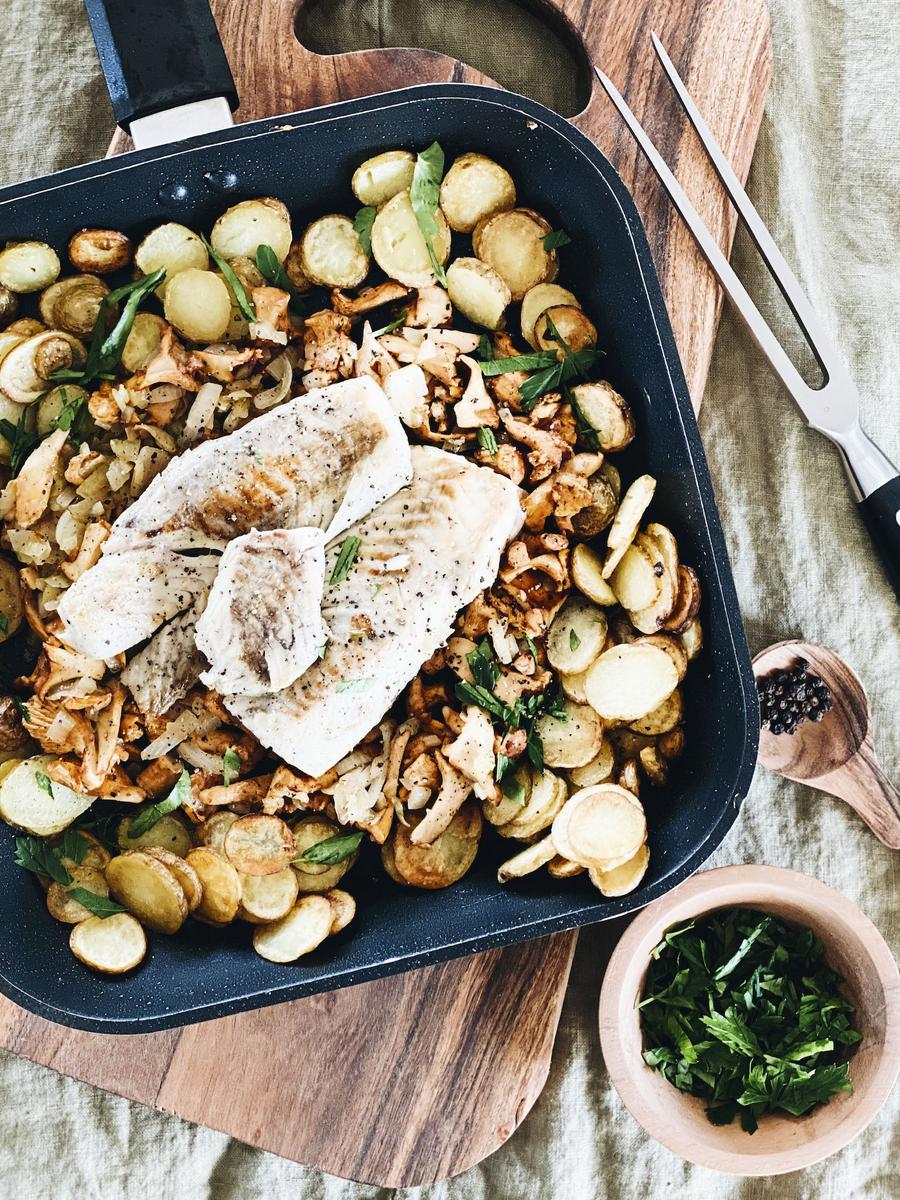 Rezeptbild: FISCH - PFIFFERLINGE - NEUE KARTOFFELN