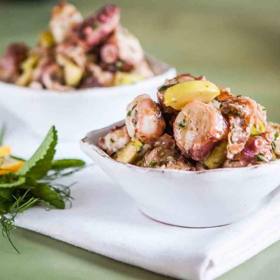 Rezeptbild: Oktopus Salat mit Salami