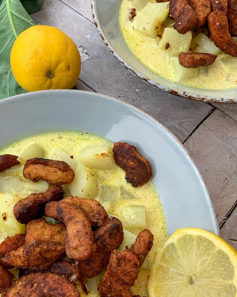 Rezeptbild: Zitronen Rahmkohlrabi mit (vegetarischem) Filet