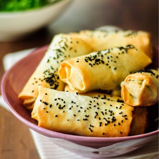 Rezeptbild: Filorollen mit Kartoffel-Fetafüllung
