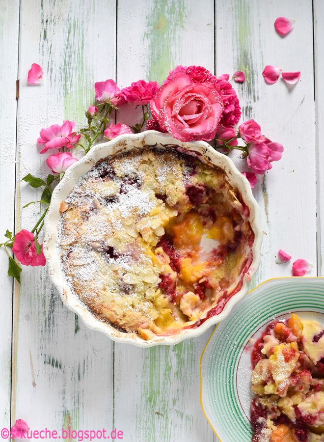 Rezeptbild: Pfirsich Melba Clafoutis 