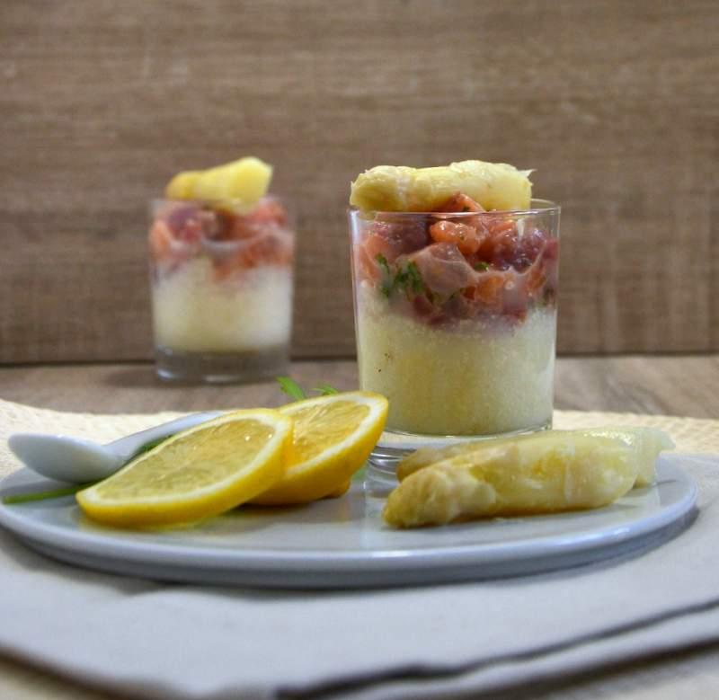 Rezeptbild: Spargel-Mousse mit Fisch-Tartar