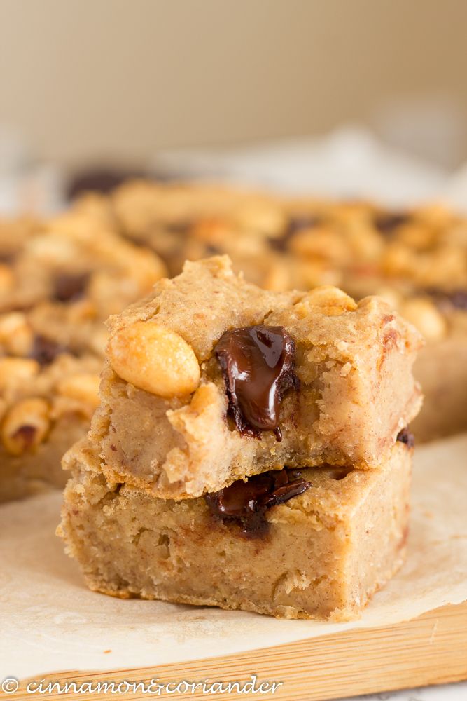 Rezeptbild: Bohnen Blondies mit Erdnussbutter & Schokolade