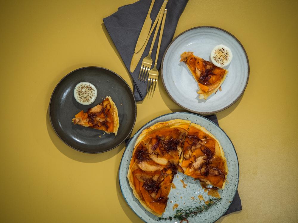 Rezeptbild: Tarte Tatin mit Kürbis und Quitte