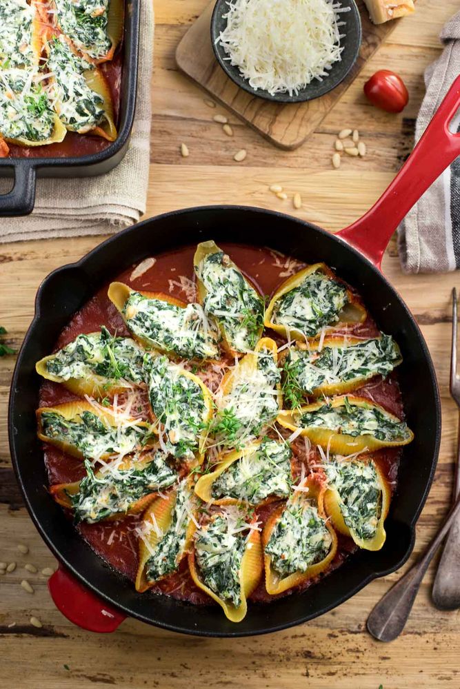 Rezeptbild: Gefüllte Muschelnudeln mit Ricotta und Spinat