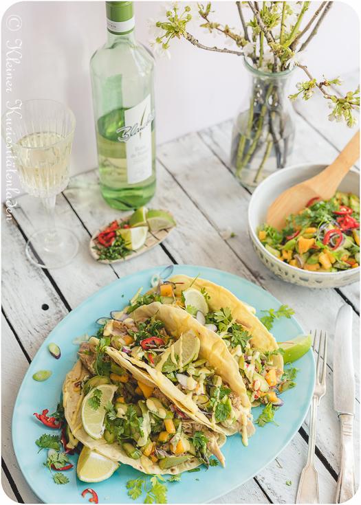 Rezeptbild: Hähnchen-Tacos mit Spargel-Mango-Salsa