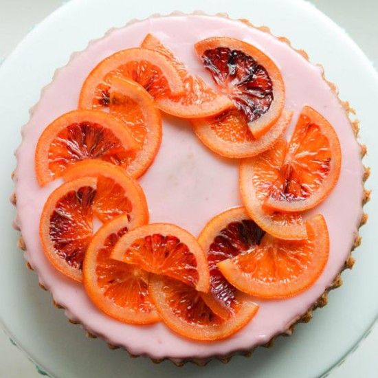 Rezeptbild: Blutorangenkuchen mit Blutogangensauce