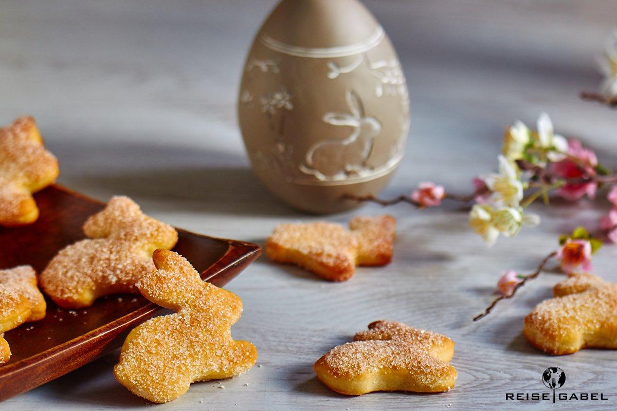 Rezeptbild: Gezuckterte Osterhasen aus Quark-Öl-Teig