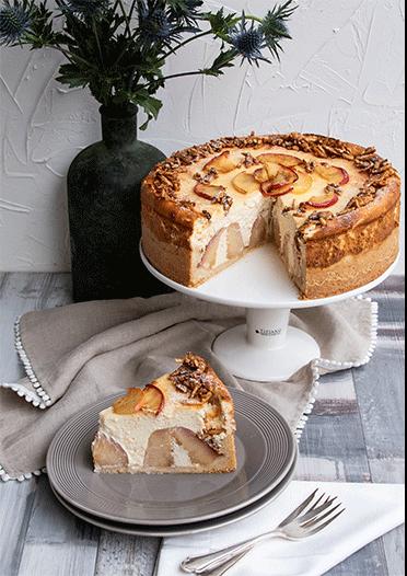 Rezeptbild: Karamell-Käsekuchen mit Bratäpfeln