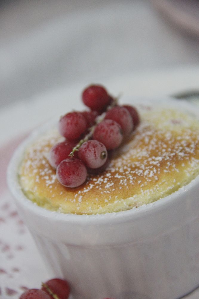 Rezeptbild: Frischkäse-Soufflè mit Johannisbeeren 