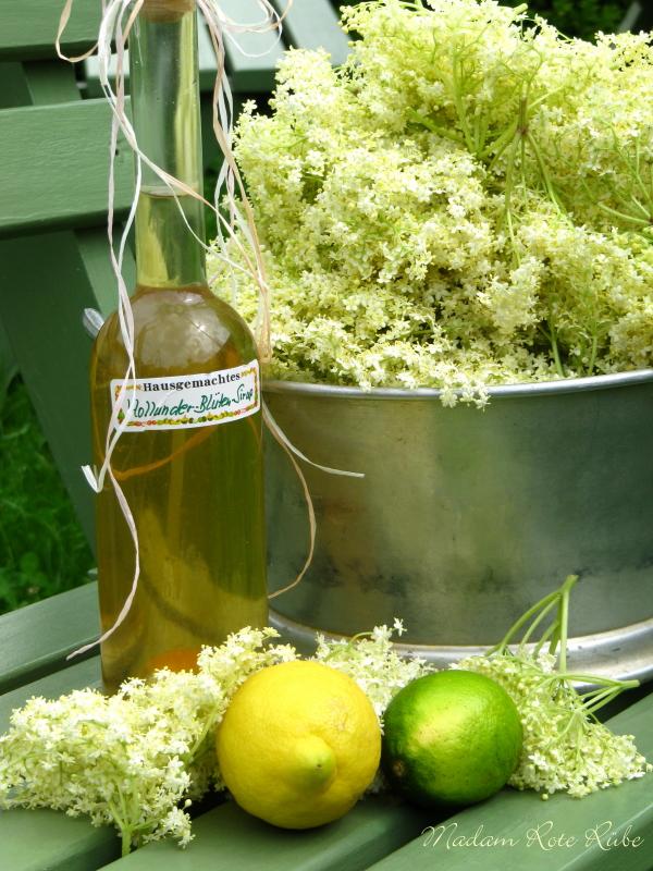 Rezeptbild: Holunderblütensirup mit Honig