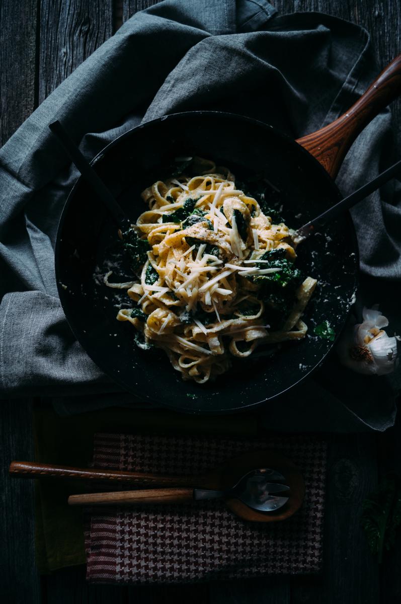 Rezeptbild: Spinat Pasta mit veganer Cashew-Creme
