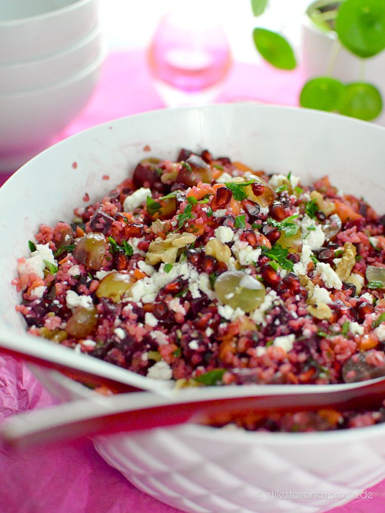 Rezeptbild: Pink Bulgur – Bulgursalat mit Feta und Roter Beete