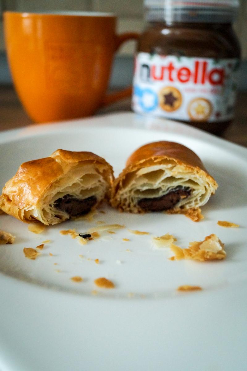 Rezeptbild: Selbstgemachter Blätterteig -> Nutella Croissants