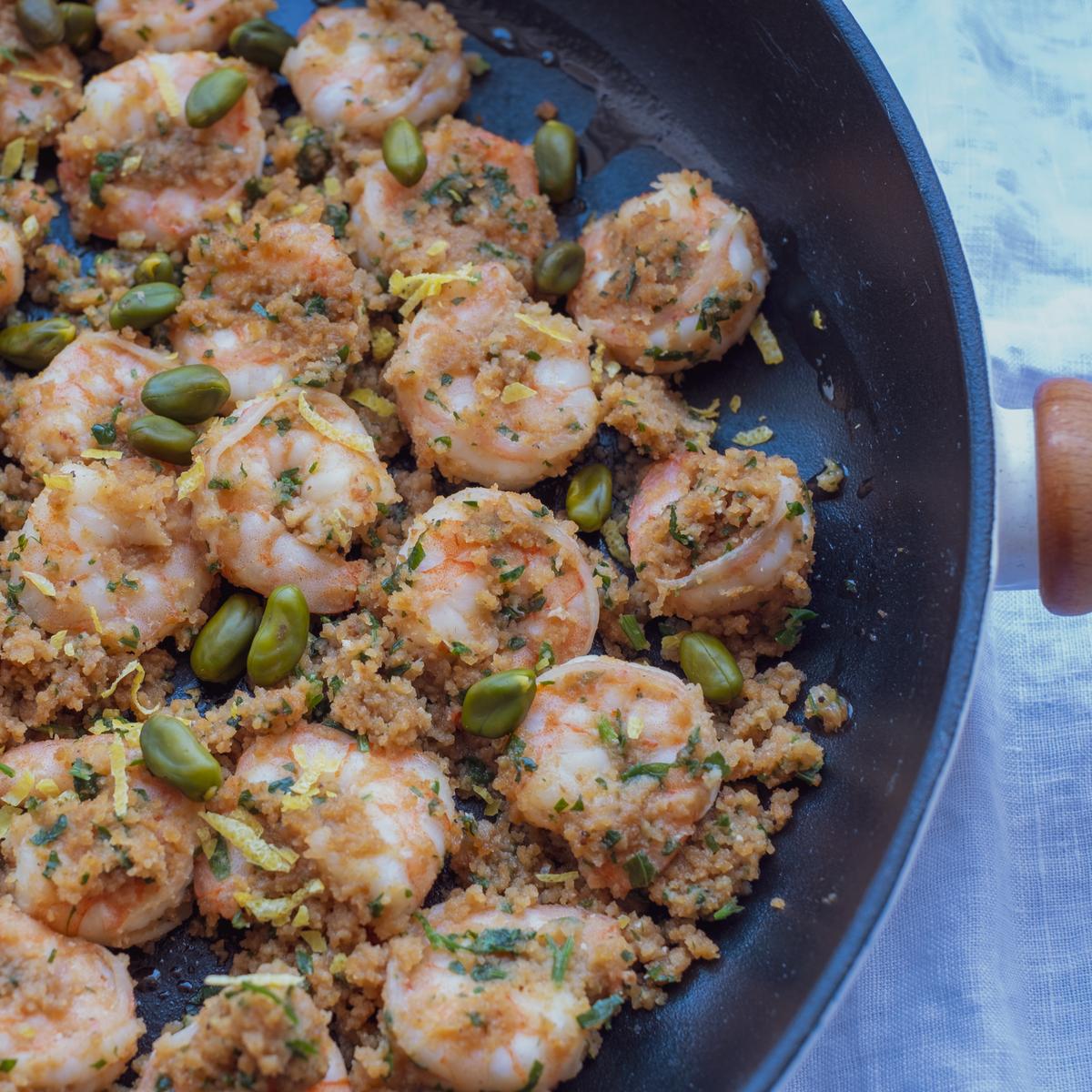 Rezeptbild: Gamberetti al pistacchio - Garnelen mit Pistazien