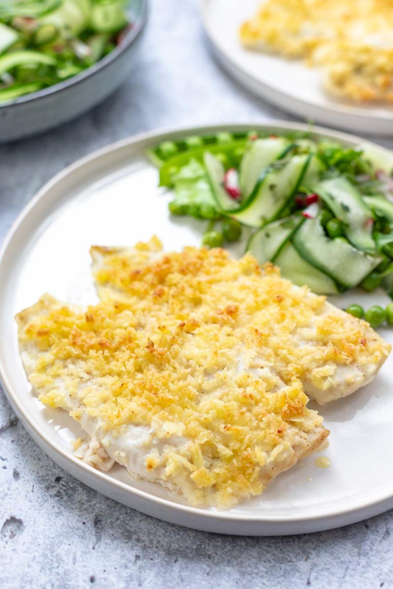 Rezeptbild: Scholle im Backofen mit Parmesan-Panko-Kruste