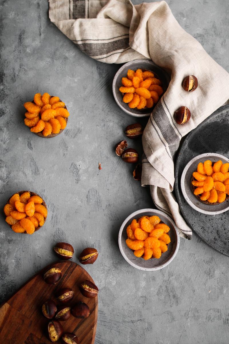 Rezeptbild: LEBKUCHEN MARONI TARTES MIT MANDARINEN