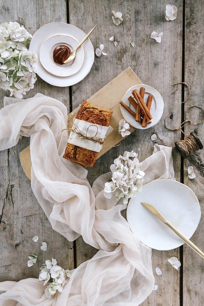 Rezeptbild: Bananenbrot mit caramelisierten Bananen