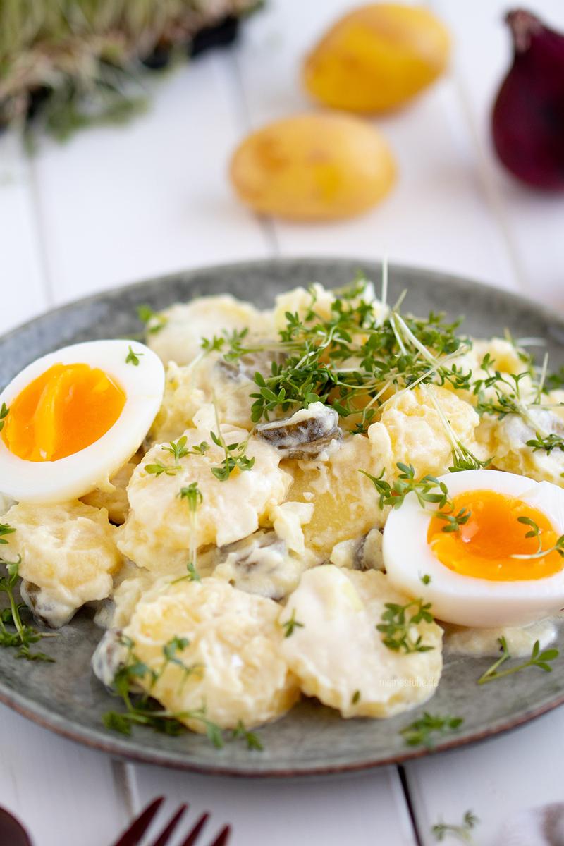 Rezeptbild: Kartoffelsalat mit Ei und Kresse
